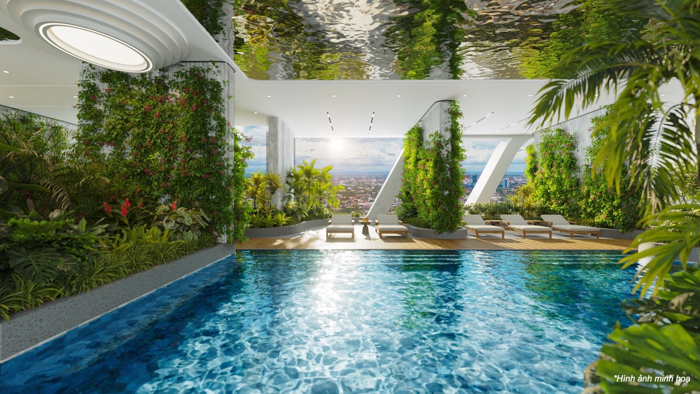 Phối cảnh hồ bơi “sky pool” trên tầng 20 của La Pura.