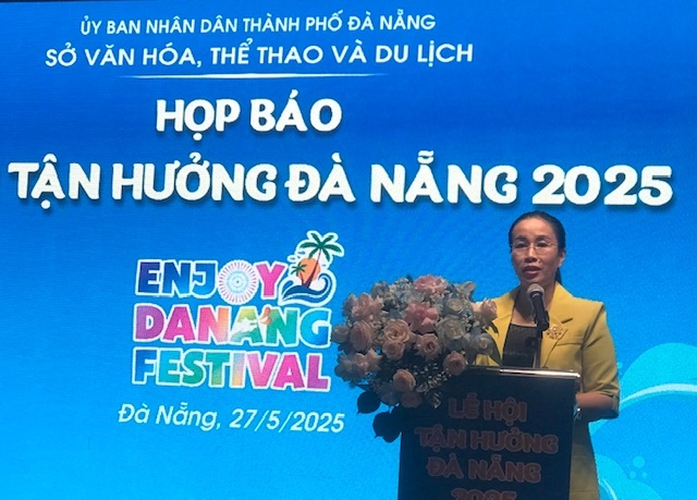 Phó Chủ tịch UBND TP. Đà Nẵng Nguyễn Thị Anh Thi phát biểu tại họp báo. Ảnh Ngô Anh Văn