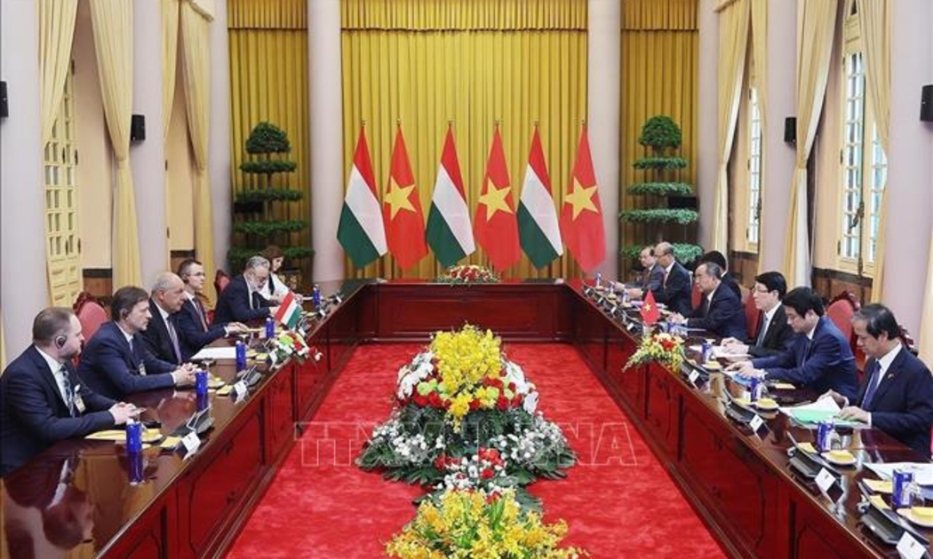 Chủ tịch nước Lương Cường hội đàm với Tổng thống Sulyok Tamás - Ảnh: TTXVN