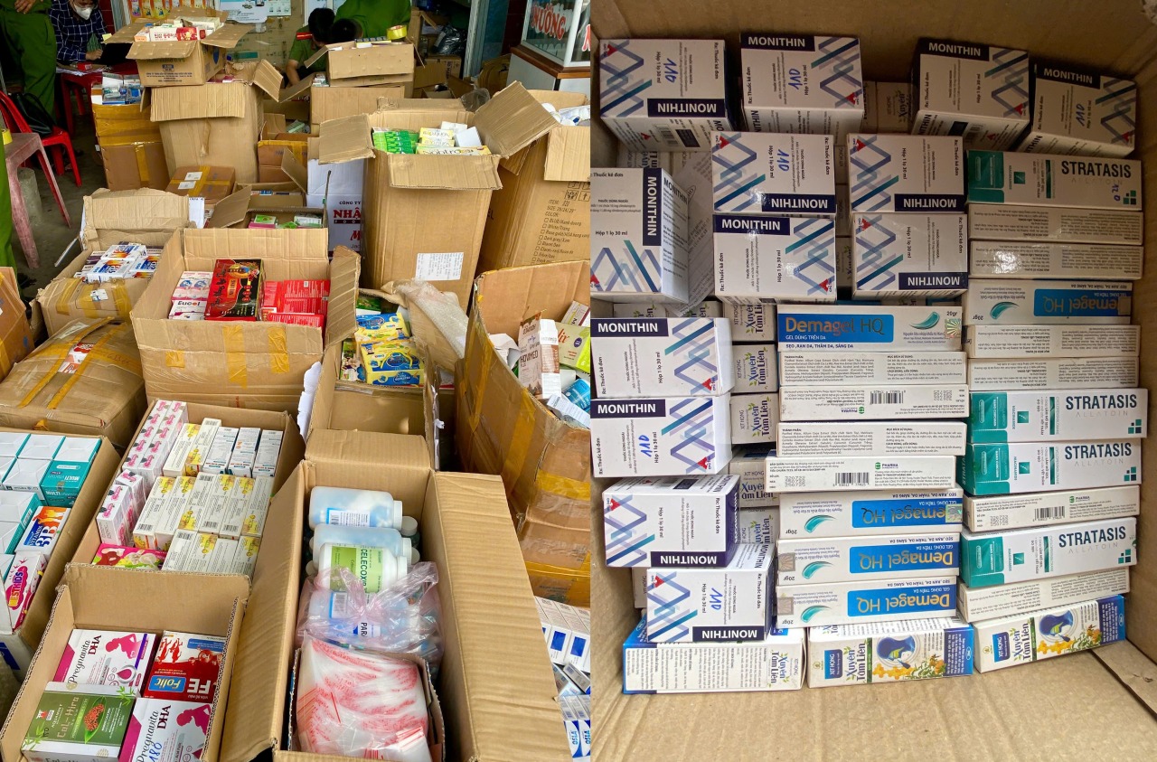 Nhiều loại thuốc và thực phẩm chức năng không có nguồn gốc xuất xứ được bày bán tại 2 cơ sở trên