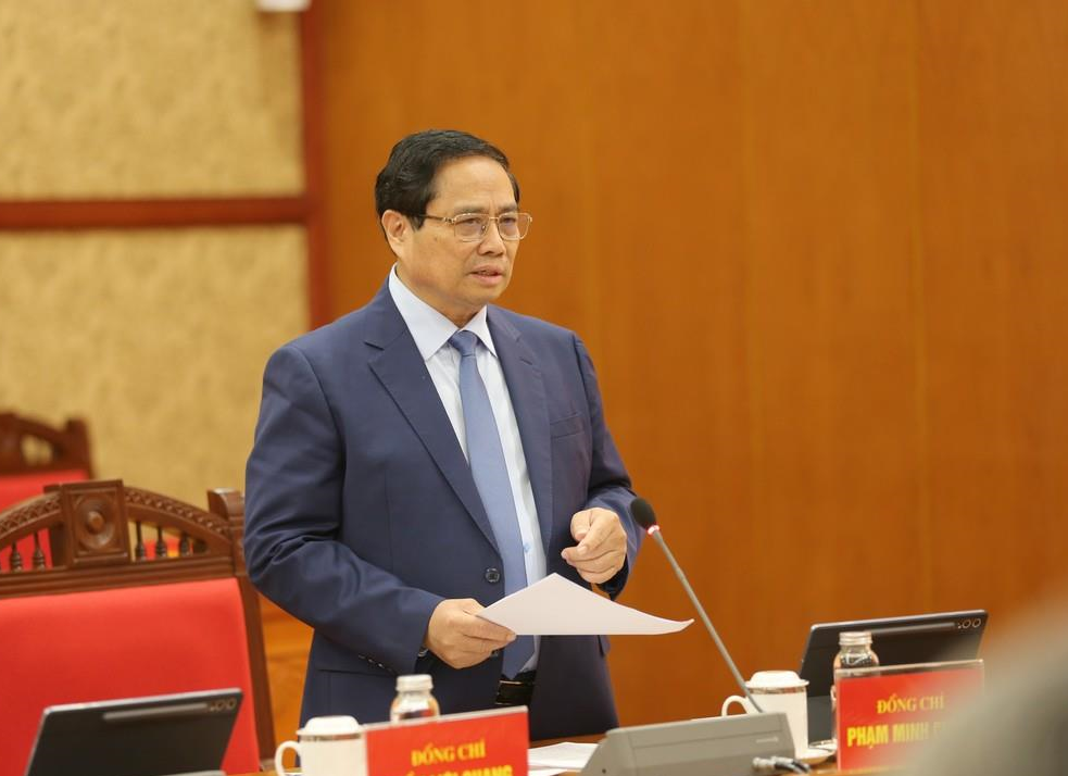 Thủ tướng Ch&iacute;nh phủ Phạm Minh Ch&iacute;nh ph&aacute;t biểu tại phi&ecirc;n họp - Ảnh: VGP.