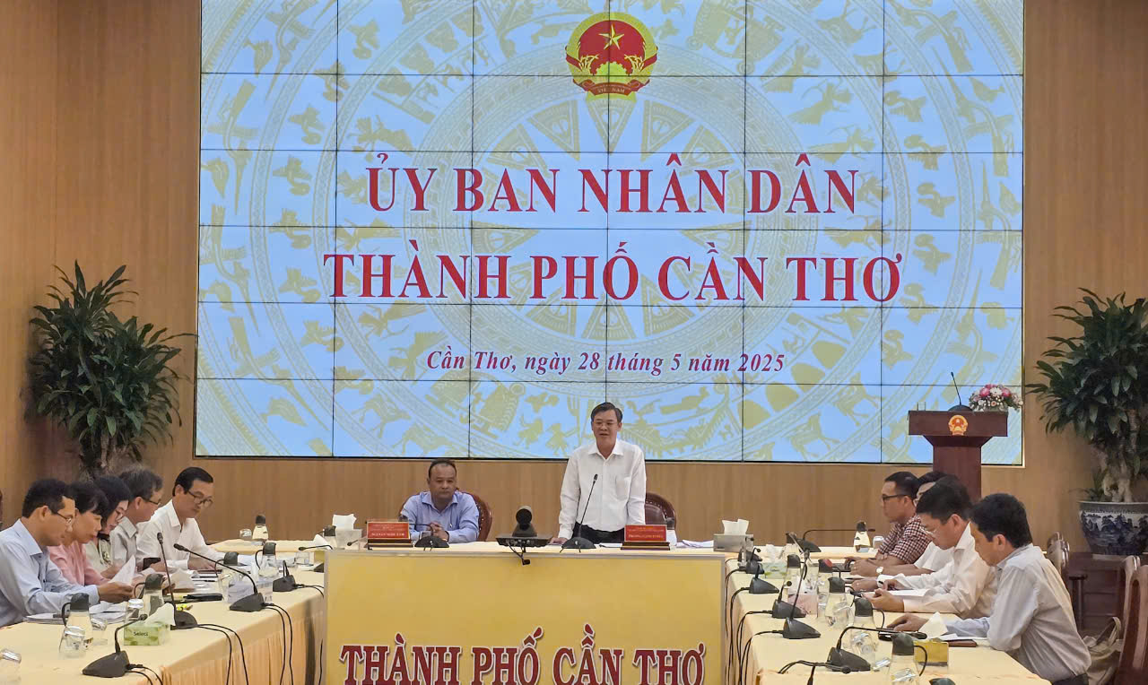 Chủ tịch Ủy ban nhân dân thành phố Cần Thơ Trương Cảnh Tuyên phát biểu tại cuộc họp - Ảnh: VGP/LS.
