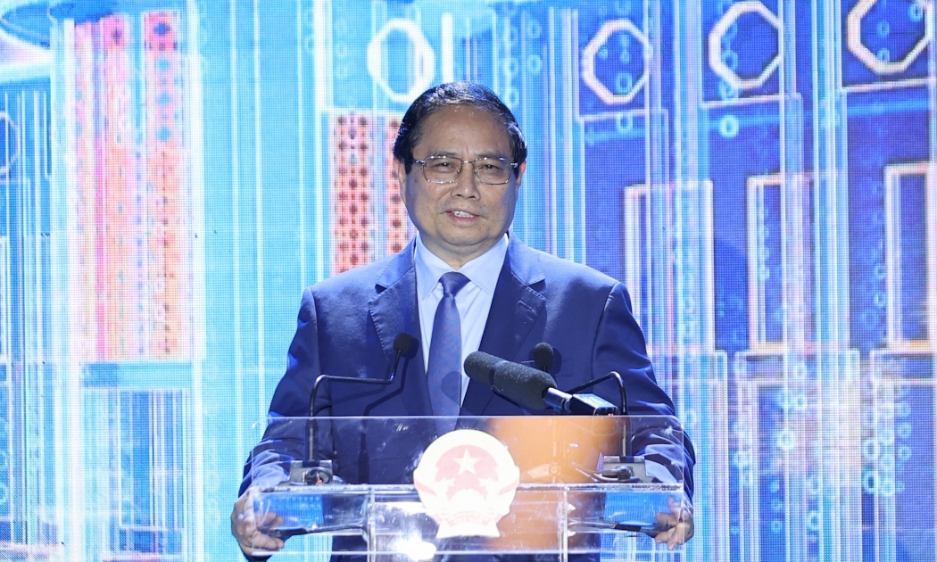 Thủ tướng Chính phủ Phạm Minh Chính phát biểu tại Sự kiện Chuyển đổi số ngành Ngân hàng năm 2025 - Ảnh: VGP.
