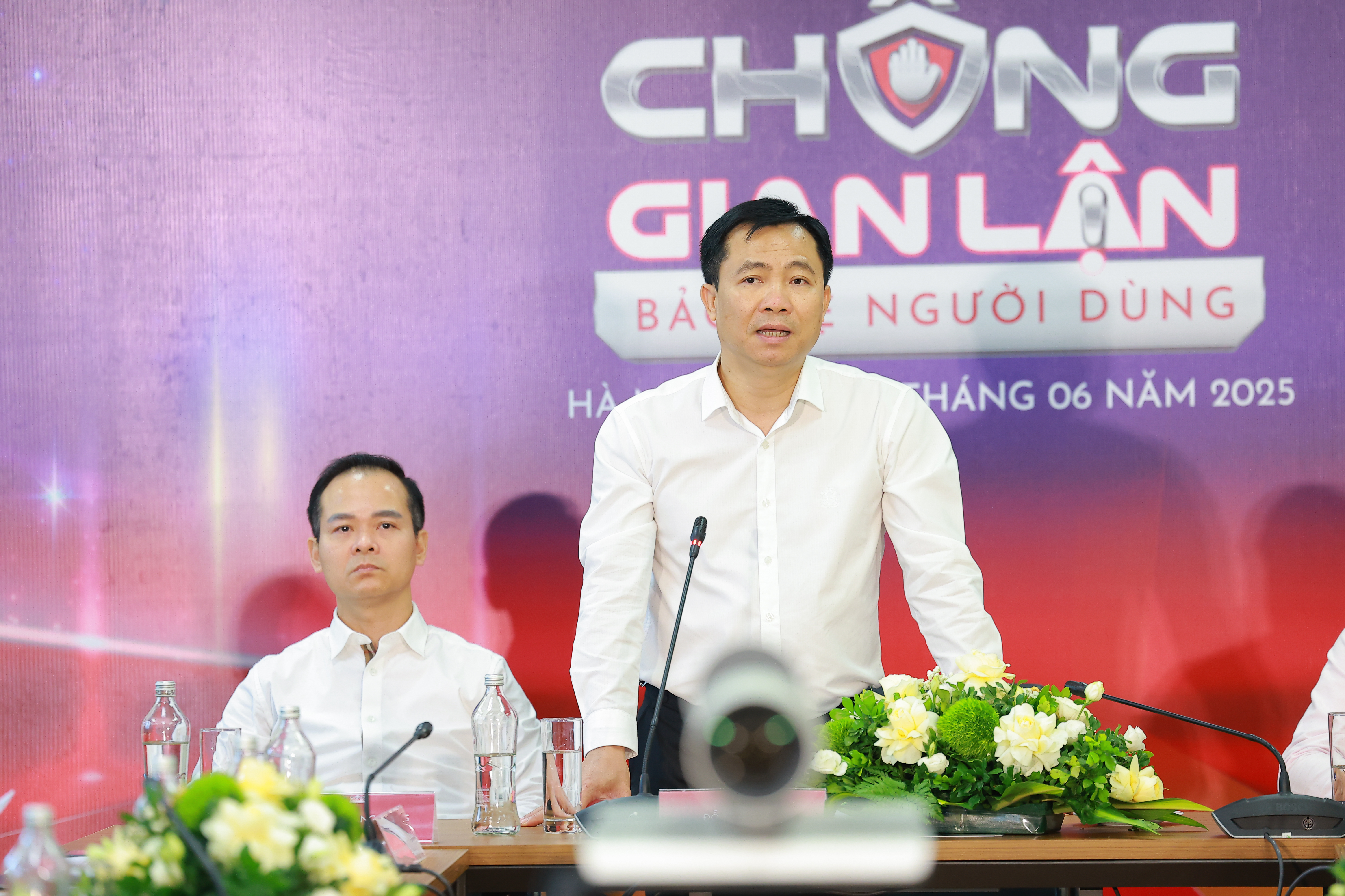 Ông Đỗ Thanh Hải, Phó giám đốc VTV, Ủy viên Ban Chỉ đạo 389 Quốc gia, Thành viên Tổ công tác 950 của Thủ tướng Chính phủ phát biểu tại sự kiện.