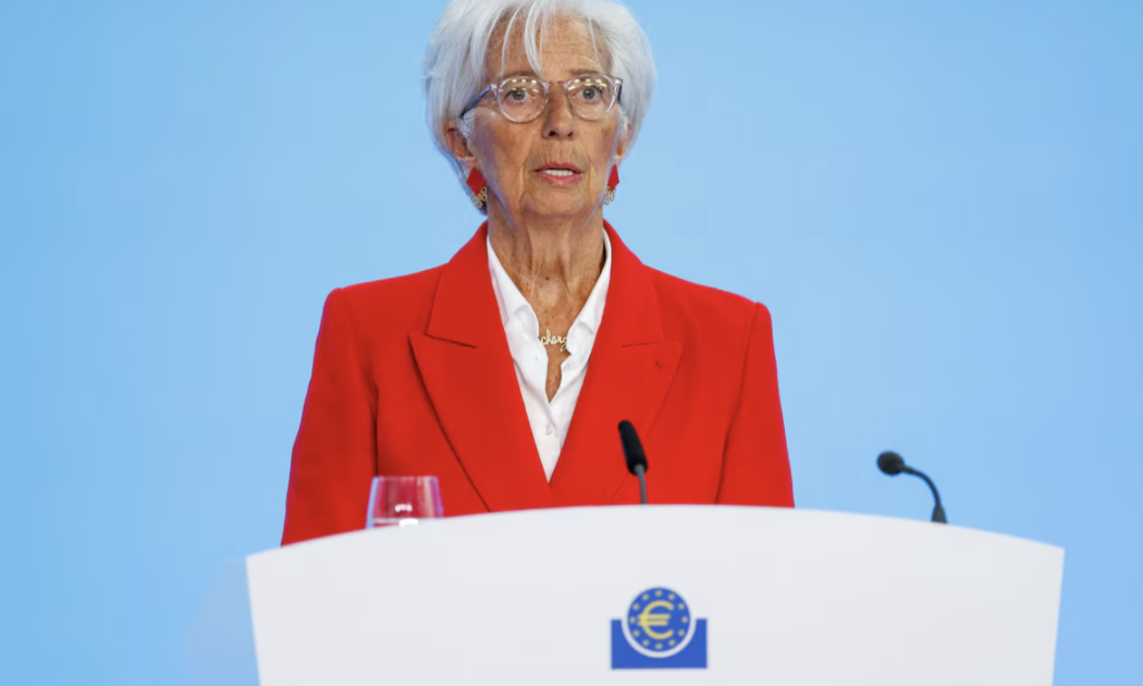 Chủ tịch Ngân hàng Trung ương châu Âu (ECB) Christine Lagarde trong cuộc họp báo sau cuộc họp chính sách tiền tệ ngày 5/6/2025 - Ảnh: Reuters.