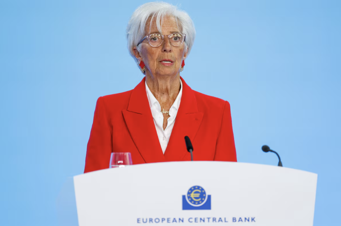 Chủ tịch Ngân hàng Trung ương châu Âu (ECB) Christine Lagarde trong cuộc họp báo sau cuộc họp chính sách tiền tệ ngày 5/6/2025 - Ảnh: Reuters.