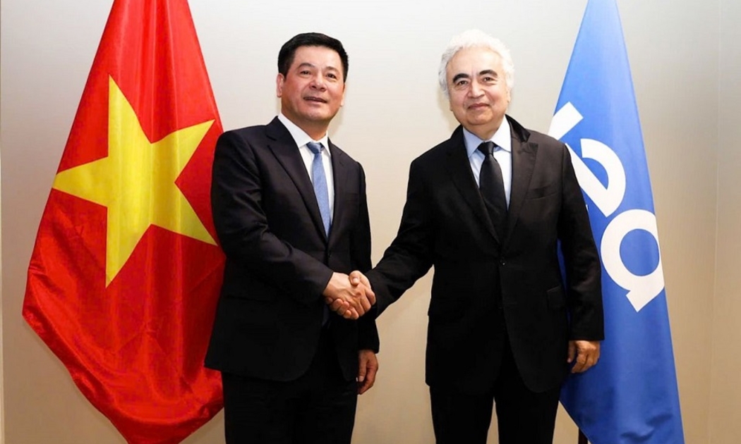 Bộ trưởng Bộ Công Thương Nguyễn Hồng Diên, Trưởng đoàn công tác Việt Nam và Ngài Fatih Birol - Giám đốc điều hành Cơ quan Năng lượng quốc tế (IEA). Ảnh: MOIT.