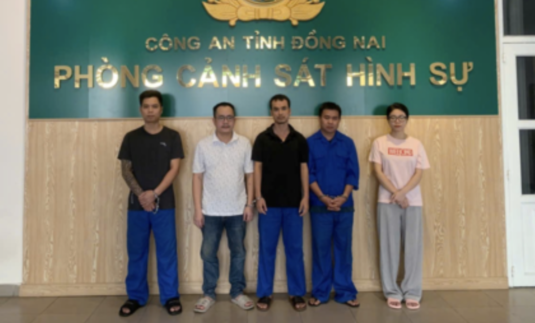 Nhóm đối tượng bị Cơ quan Cảnh sát điều tra Công an tỉnh Đồng Nai bắt giữ.