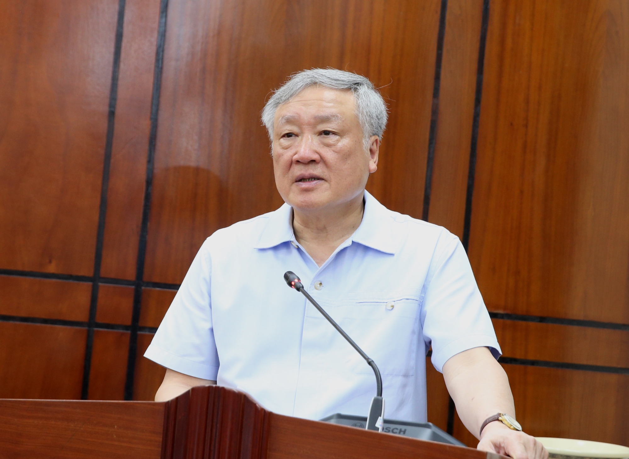 Ph&oacute; Thủ tướng Thường trực Ch&iacute;nh phủ Nguyễn H&ograve;a B&igrave;nh ph&aacute;t biểu tại buổi l&agrave;m việc. Ảnh: VGP