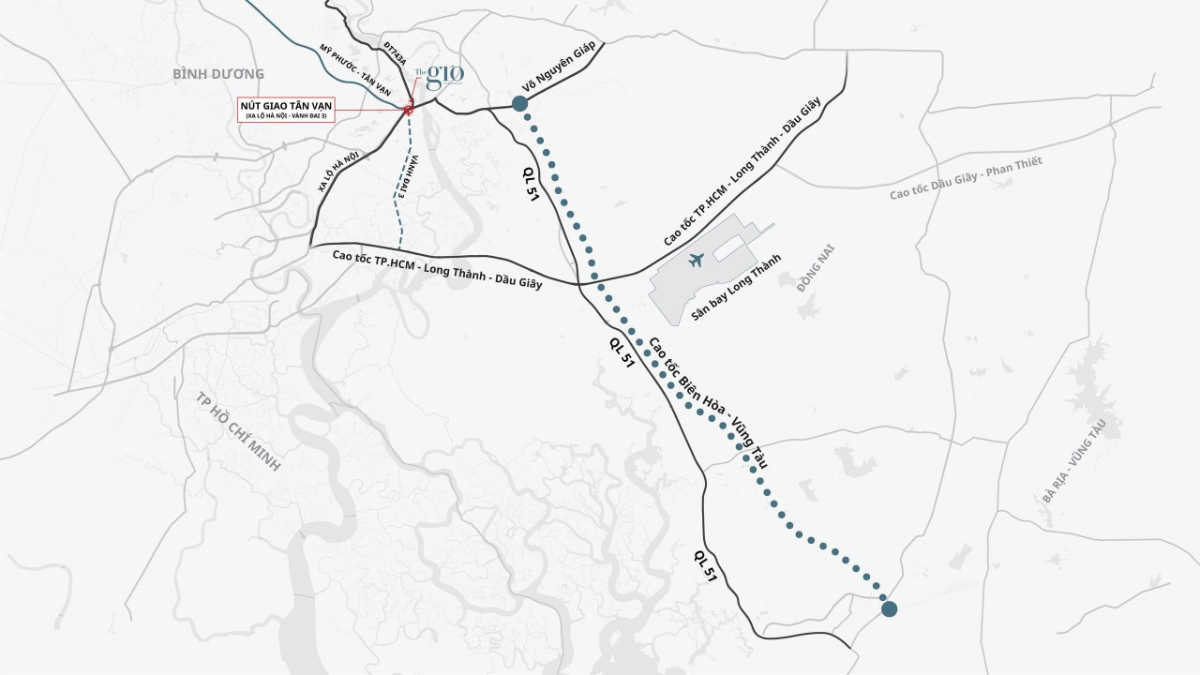 Đồ họa n&uacute;t giao T&acirc;n Vạn, cao tốc Bi&ecirc;n H&ograve;a - Vũng T&agrave;u.