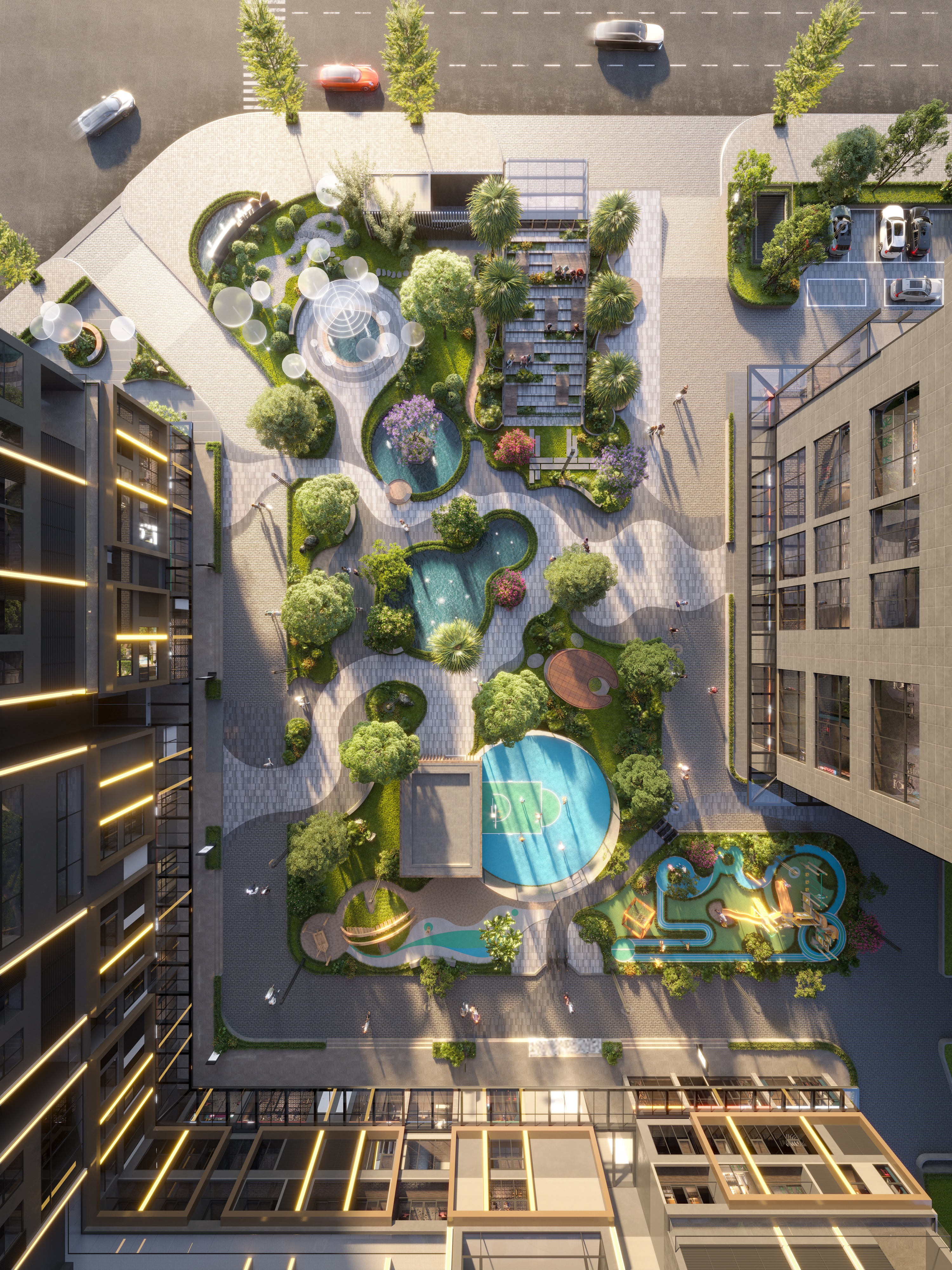 Tại The Matrix One Premium Garden Apartment đều có hướng "view" nội khu yên tĩnh.