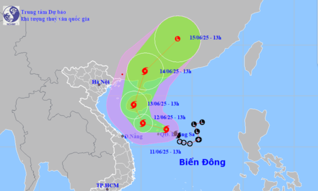 Sơ đồ dự báo đường đi của bão số .