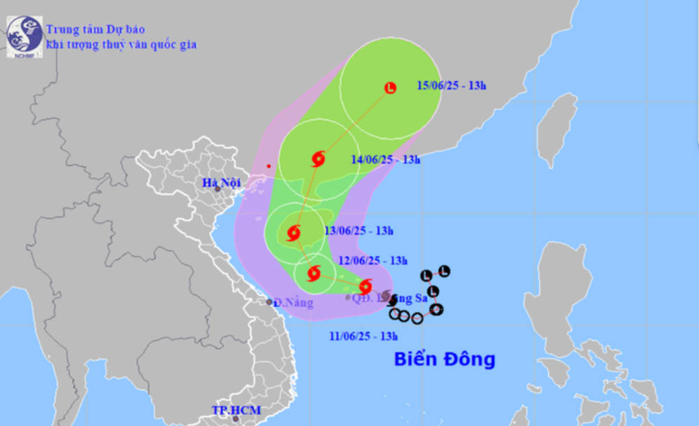 Sơ đồ dự báo đường đi của bão số .