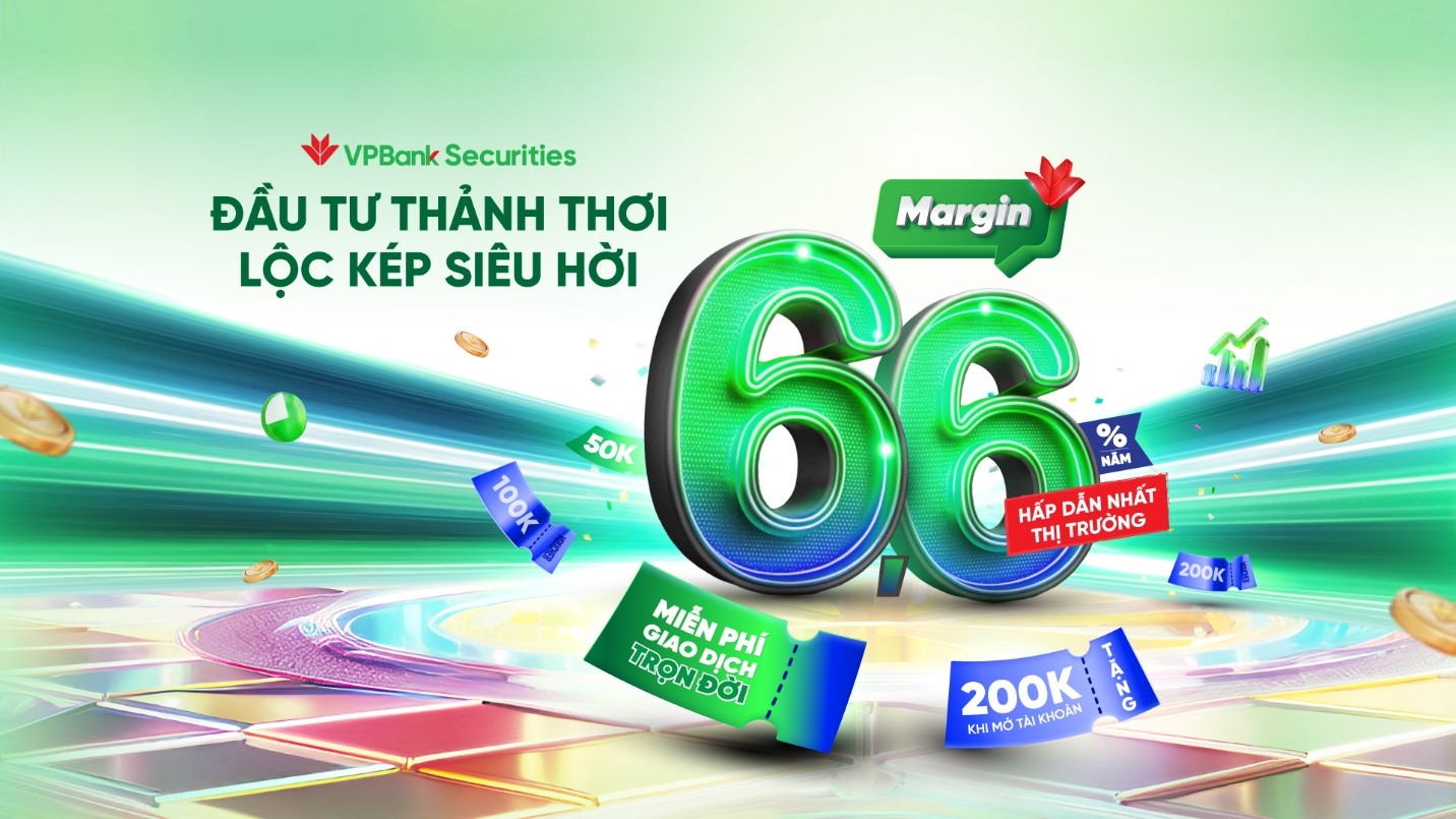 VPBankS tung ra combo ch&iacute;nh s&aacute;ch margin 6,6%/năm, miễn ph&iacute; giao dịch trọn đời v&agrave; tặng điểm Loyalty.