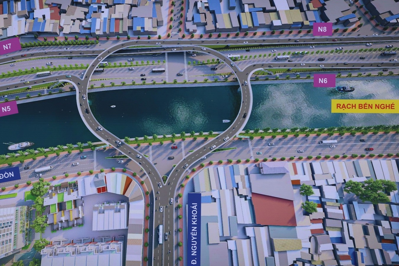 Phối cảnh công trình cầu đường Nguyễn Khoái sau khi hoàn thành. Ảnh: TCIP