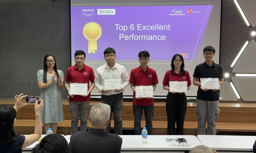 Top 6 sinh viên có thành tích xuất sắc nhất Chương trình đào tạo tài năng vi mạch khóa mùa xuân 2025.