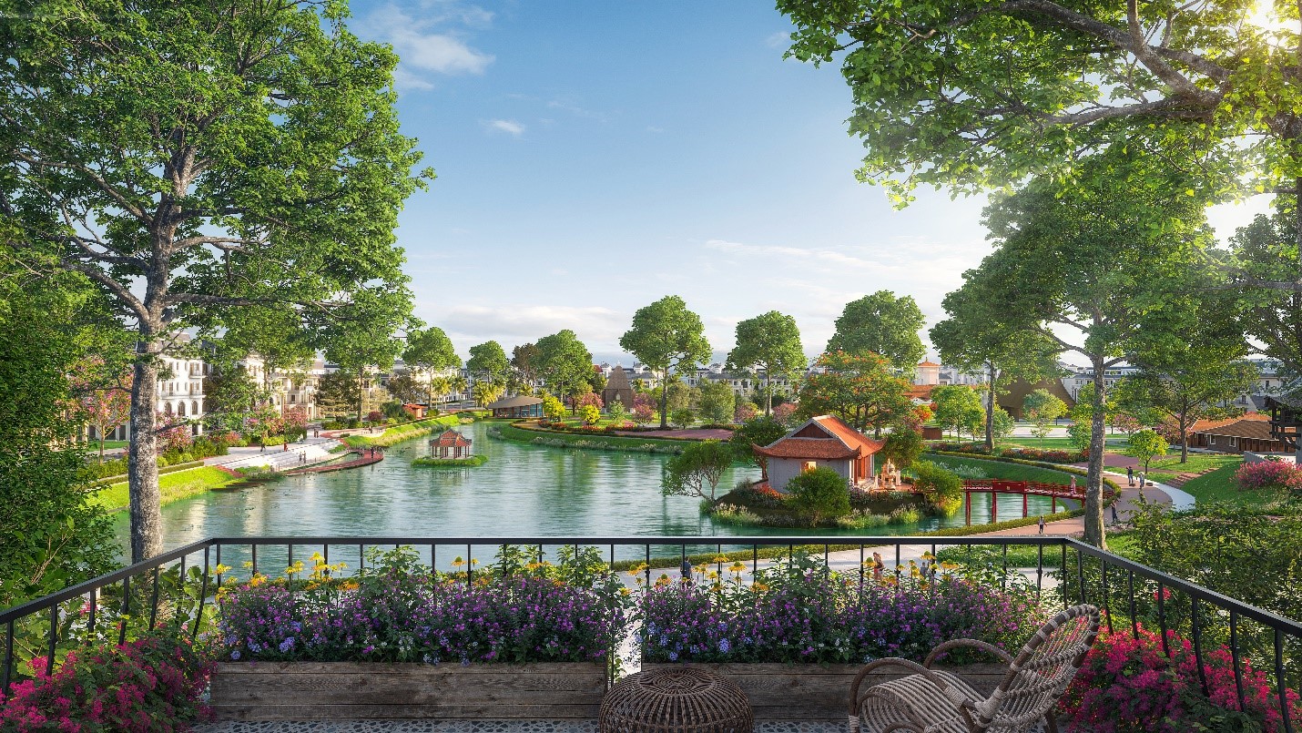 Kh&ocirc;ng gian sống đẳng cấp b&ecirc;n hồ tại khu đ&ocirc; thị An Huy Mỹ Việt.