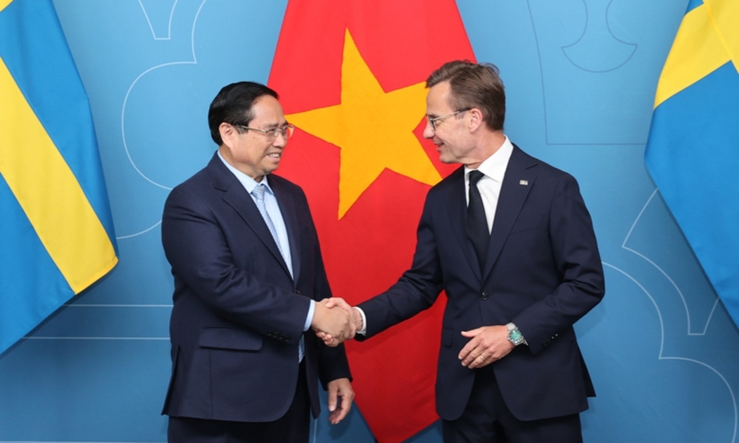 Thủ tướng Chính phủ Phạm Minh Chính và Thủ tướng Thụy Điển Ulf Kristerson trước hội đàm - Ảnh: VGP. 