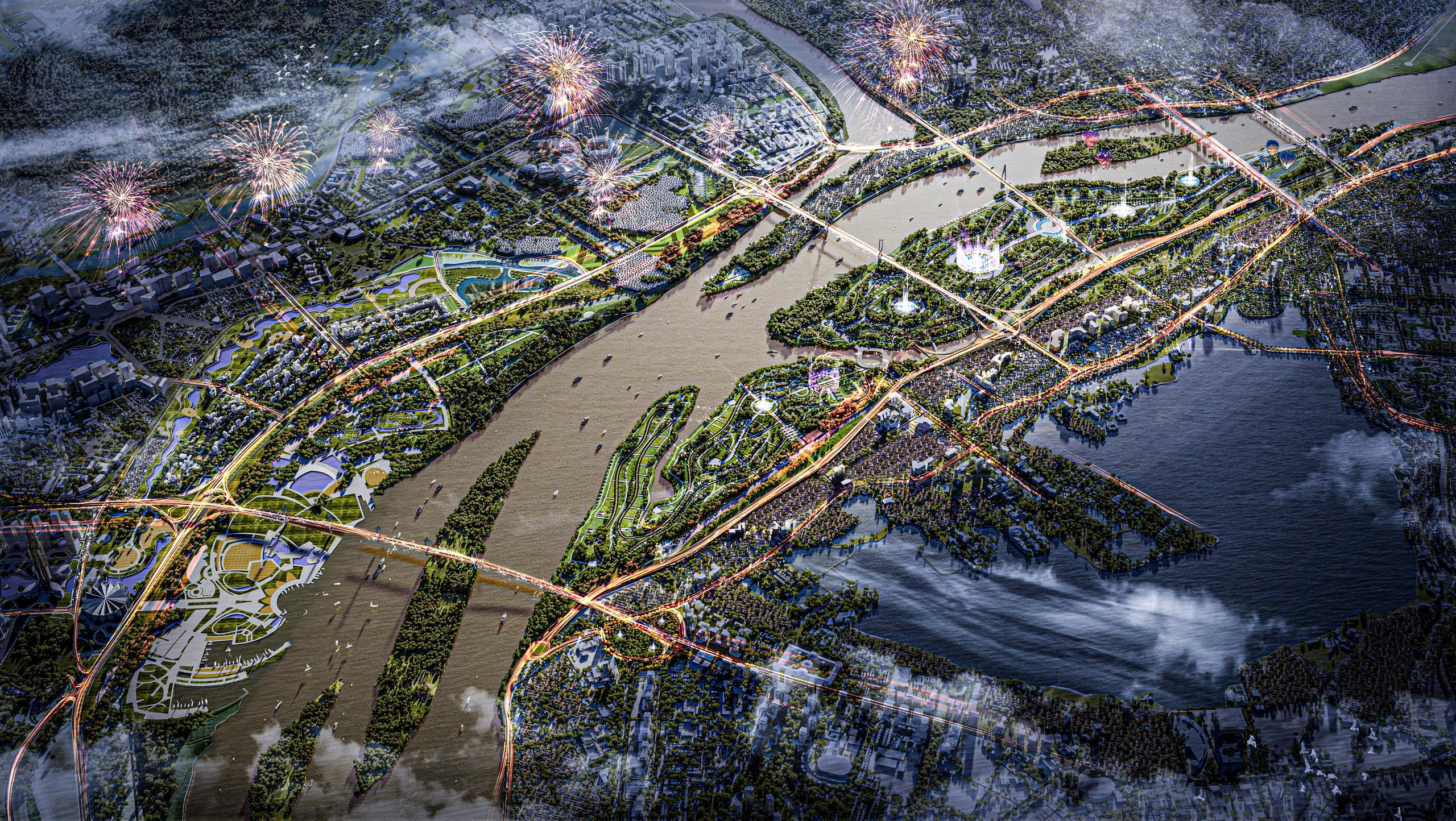 Đề &aacute;n &ldquo;Đại lộ v&agrave; cảnh quan ven s&ocirc;ng Hồng&rdquo; được đề xuất d&agrave;i gần 40km, từ cầu Hồng H&agrave; đến cầu Mễ Sở k&eacute;o d&agrave;i.