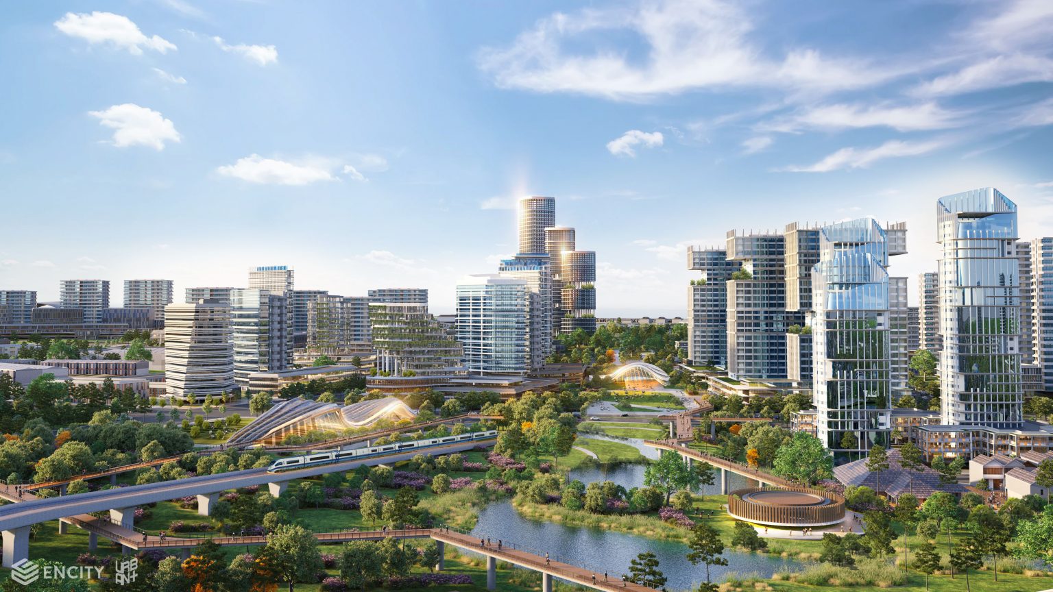 Phối cảnh trung t&acirc;m h&agrave;nh ch&iacute;nh Bi&ecirc;n H&ograve;a Đ&ocirc;ng Phố. Ảnh: EnCity.