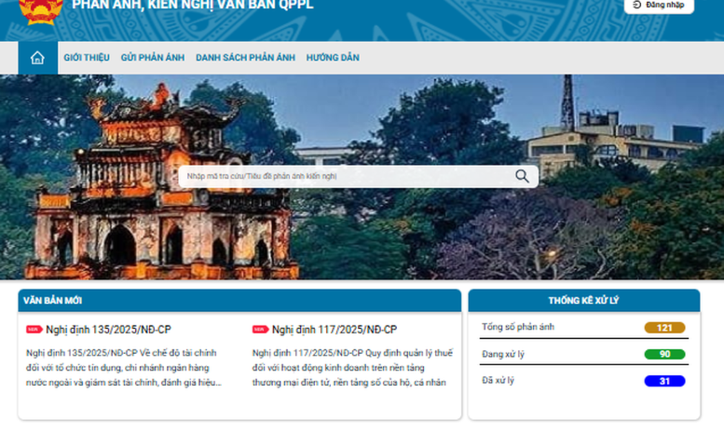 Trước 20/6/2025, hoàn thành tích hợp Hệ thống thông tin tiếp nhận, xử lý phản ánh, kiến nghị về văn bản quy phạm pháp luật với Cổng thông tin điện tử bộ, ngành, địa phương.