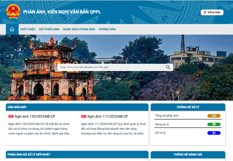 Trước 20/6/2025, hoàn thành tích hợp Hệ thống thông tin tiếp nhận, xử lý phản ánh, kiến nghị về văn bản quy phạm pháp luật với Cổng thông tin điện tử bộ, ngành, địa phương.