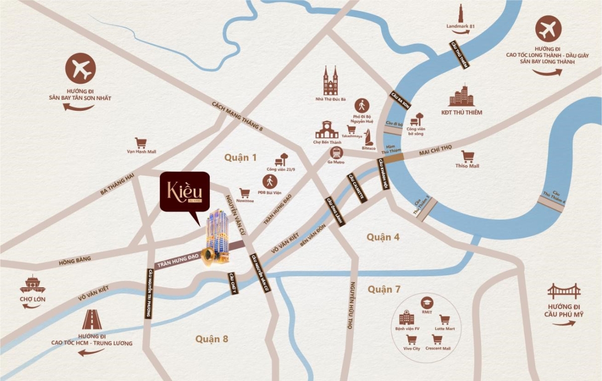 Dự &aacute;n Kiều by KITA nằm ở vị tr&iacute; thuận lợi đi đến cơ sở gi&aacute;o dục, y tế, thương mại.