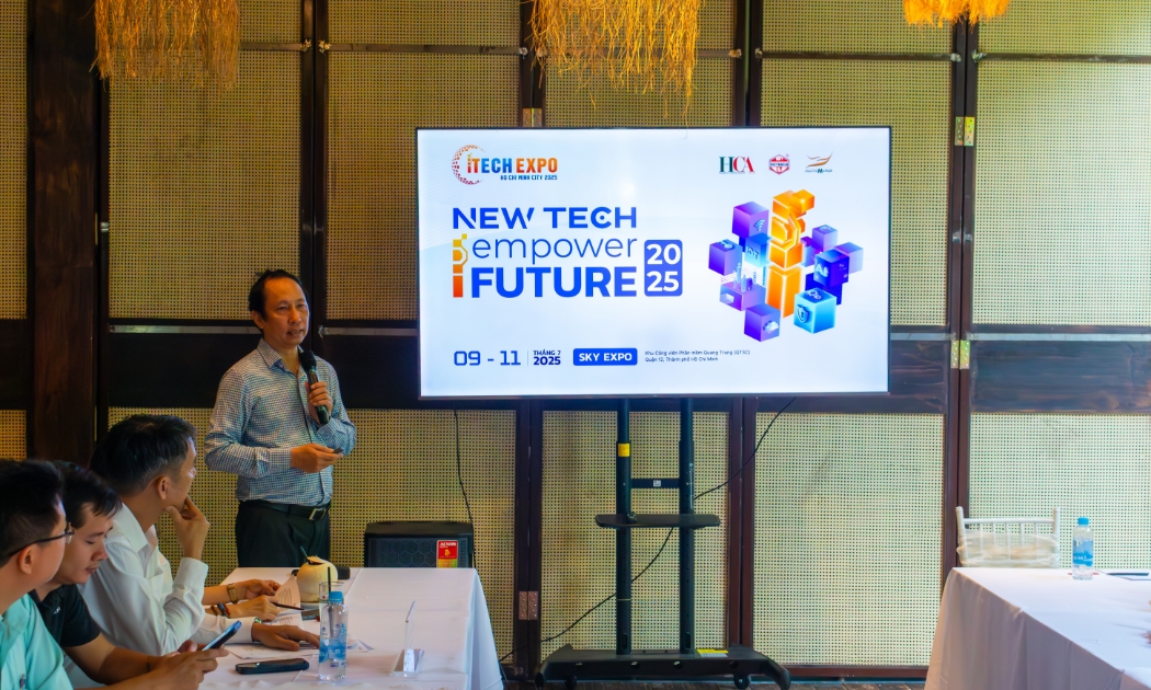Ông Vũ Anh Tuấn, Tổng Thư ký HCA, thông tin sự kiện iTech Expo 2025, sáng 18/6/2025.