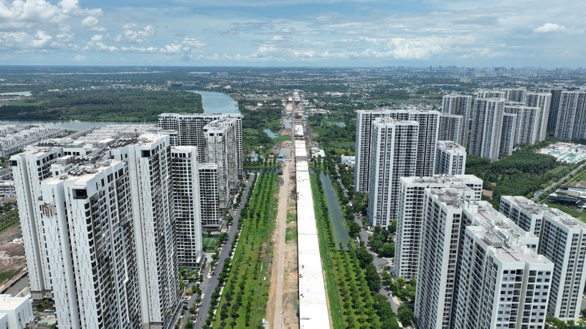Đường vành đai 3 đi xuyên khu đô thị Grand Park chuẩn bị về đích, tạo cú hích hạ tầng, gia tăng tiềm năng thương mại cho bộ đôi Masteri Centre Point và Lumière Boulevard.