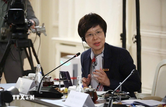 Tổng Gi&aacute;m đốc TTXVN Vũ Việt Trang tại buổi phỏng vấn Tổng thống Li&ecirc;n bang Nga Vladimir Putin - Ảnh: TTXVN