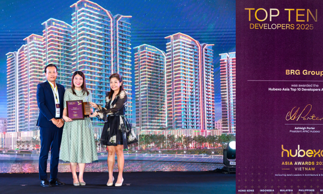 Đại diện Tập đoàn BRG nhận giải thưởng “Top 10 nhà phát triển bất động sản hàng đầu” tại Hubexo Asia Awards 2025.