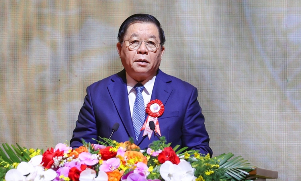 Đồng chí Nguyễn Trọng Nghĩa, Ủy viên Bộ Chính trị, Bí thư Trung ương Đảng, Trưởng ban Tuyên giáo và Dân vận Trung ương trình bày diễn văn tại Lễ kỷ niệm - Ảnh: VGP/Nhật Bắc