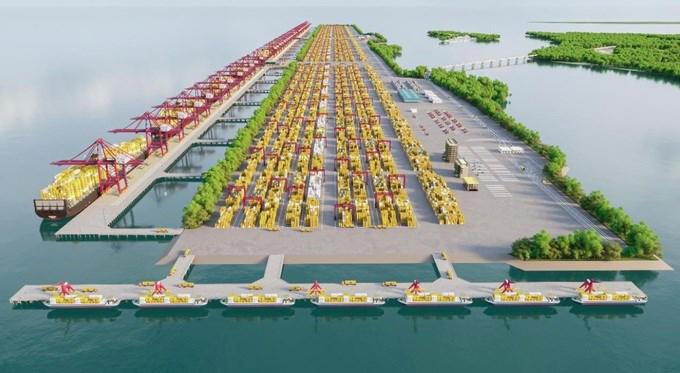 Phối cảnh cảng trung chuyển quốc tế Cần Giờ. Ảnh: Portcoast