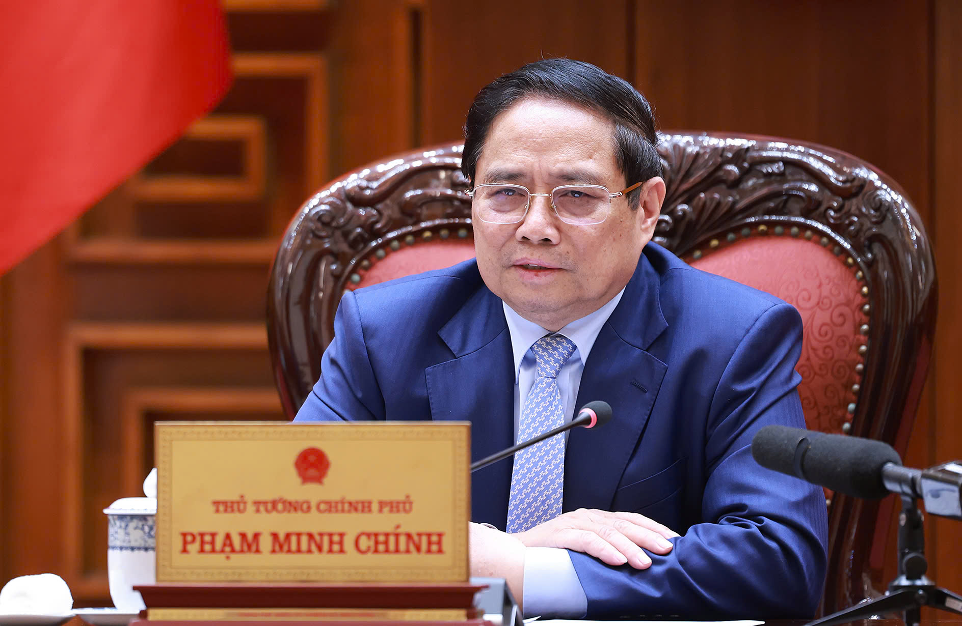 Thủ tướng Phạm Minh Chính tại cuộc họp - Ảnh: VGP