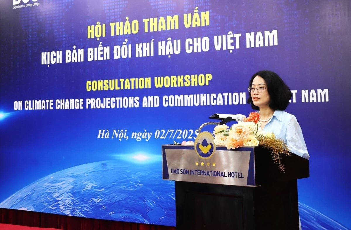 PGS.TS Phạm Thị Thanh Ng&agrave;, Viện trưởng Viện Khoa học Kh&iacute; tượng thủy văn v&agrave; Biến đổi kh&iacute; hậu, chia sẻ về kịch bản biến đổi kh&iacute; hậu, nước biển d&acirc;ng cập nhật năm 2025.