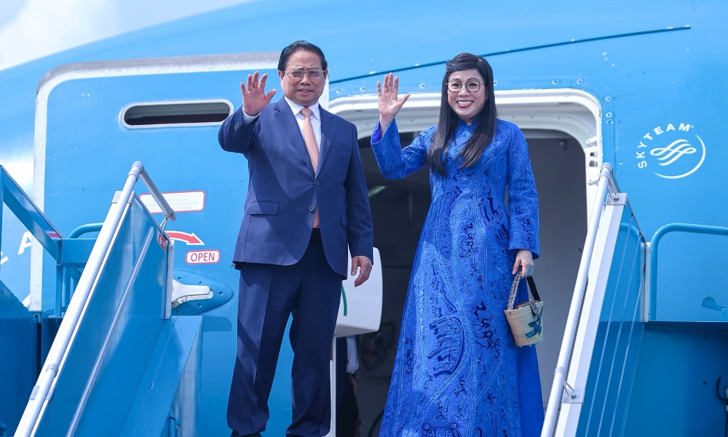 Thủ tướng Phạm Minh Chính và Phu nhân Lê Thị Bích Trân rời Hà Nội, lên đường tham dự Hội nghị Thượng đỉnh BRICS mở rộng năm 2025 và hoạt động song phương tại Brazil - Ảnh: VGP