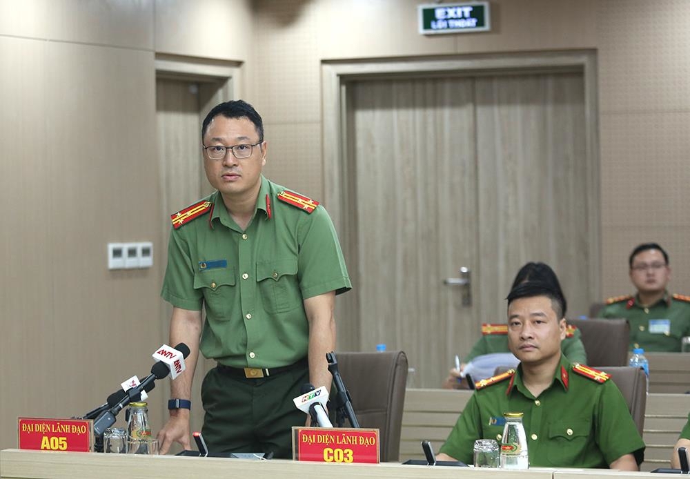 Thượng tá Triệu Mạnh Tùng, Phó Cục trưởng Cục An ninh mạng và phòng chống tội phạm sử dụng công nghệ cao trả lời báo chí, chiều 7/7.