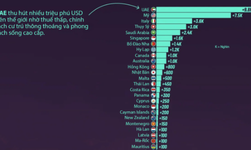Dòng chảy triệu phú USD toàn cầu năm 2025