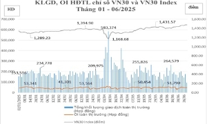 Tháng 6, khối lượng giao dịch trên thị trường phái sinh giảm 6,88% so với tháng trước