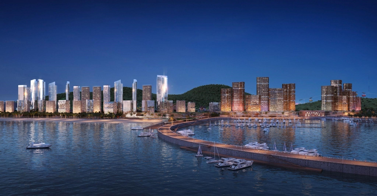 Một góc phối cảnh Sun Elite City, quần thể đô thị nghỉ dưỡng đẳng cấp bên vịnh di sản Hạ Long. (Ảnh: Sun Property).