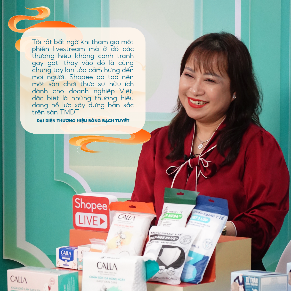 Đại diện B&ocirc;ng Bạch Tuyết chia sẻ l&yacute; do đồng h&agrave;nh c&ugrave;ng Shopee, nhấn mạnh vai tr&ograve; của s&agrave;n thương mại điện tử n&agrave;y trong việc hỗ trợ thương hiệu Việt.