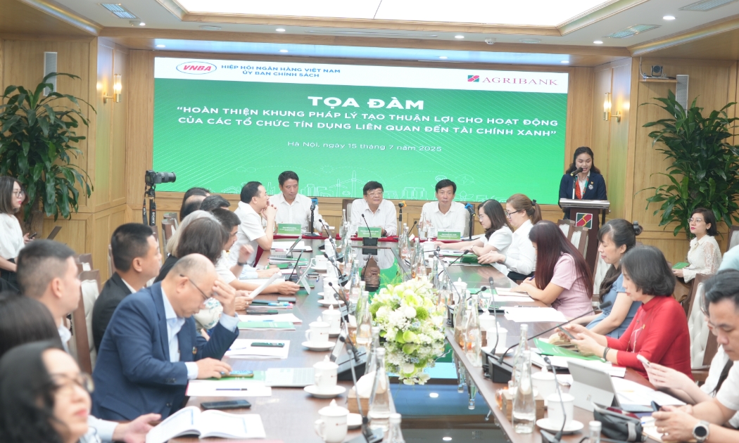 Đại diện các tổ chức tín dụng tham dự toạ đàm về tài chính xanh ngày 15/7/2025.