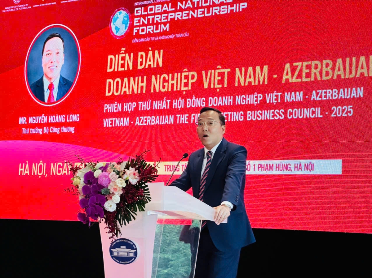 Thứ trưởng Bộ C&ocirc;ng Thương Nguyễn Ho&agrave;ng Long ph&aacute;t biểu tại diễn đ&agrave;n.