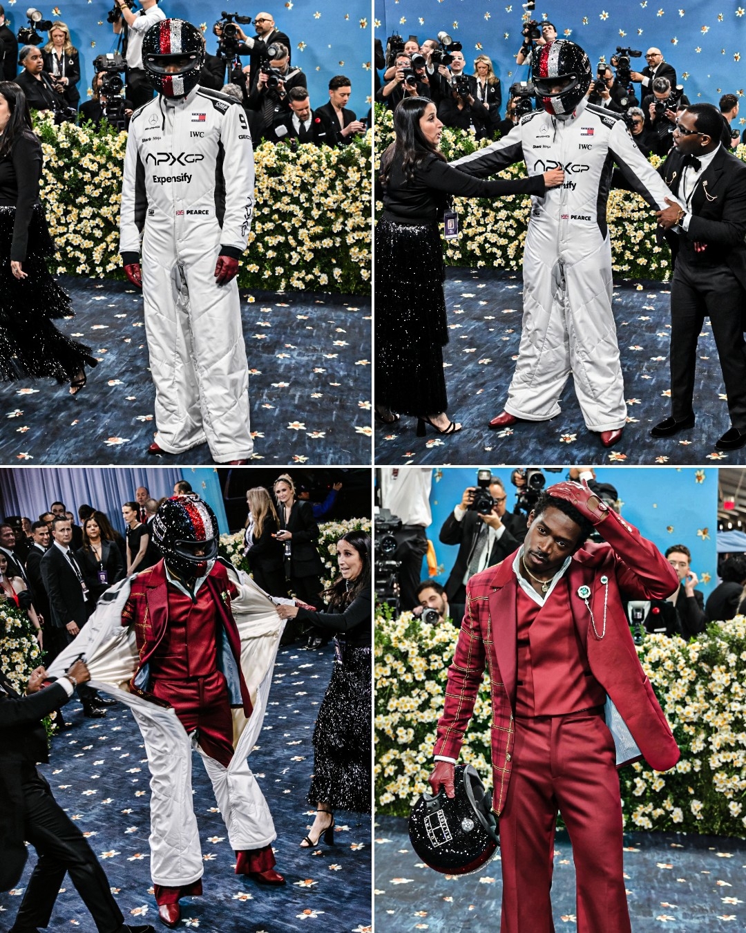 M&agrave;n biến h&oacute;a trang phục đầy độc đ&aacute;o của&nbsp;Damson Idris tr&ecirc;n thảm đỏ MET Gala để quảng b&aacute; cho bộ phim F1.