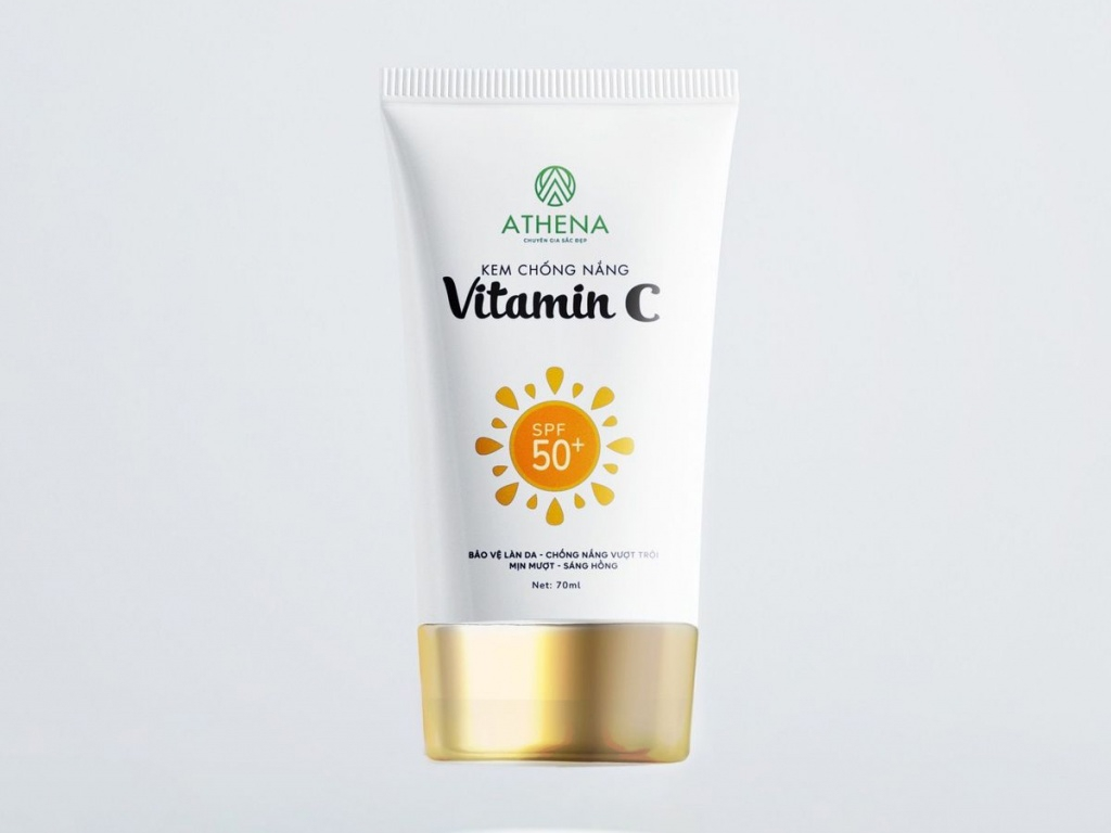 Hình ảnh quảng cáo kem chống nắng Vitamin C của công ty Athena Việt Nam.