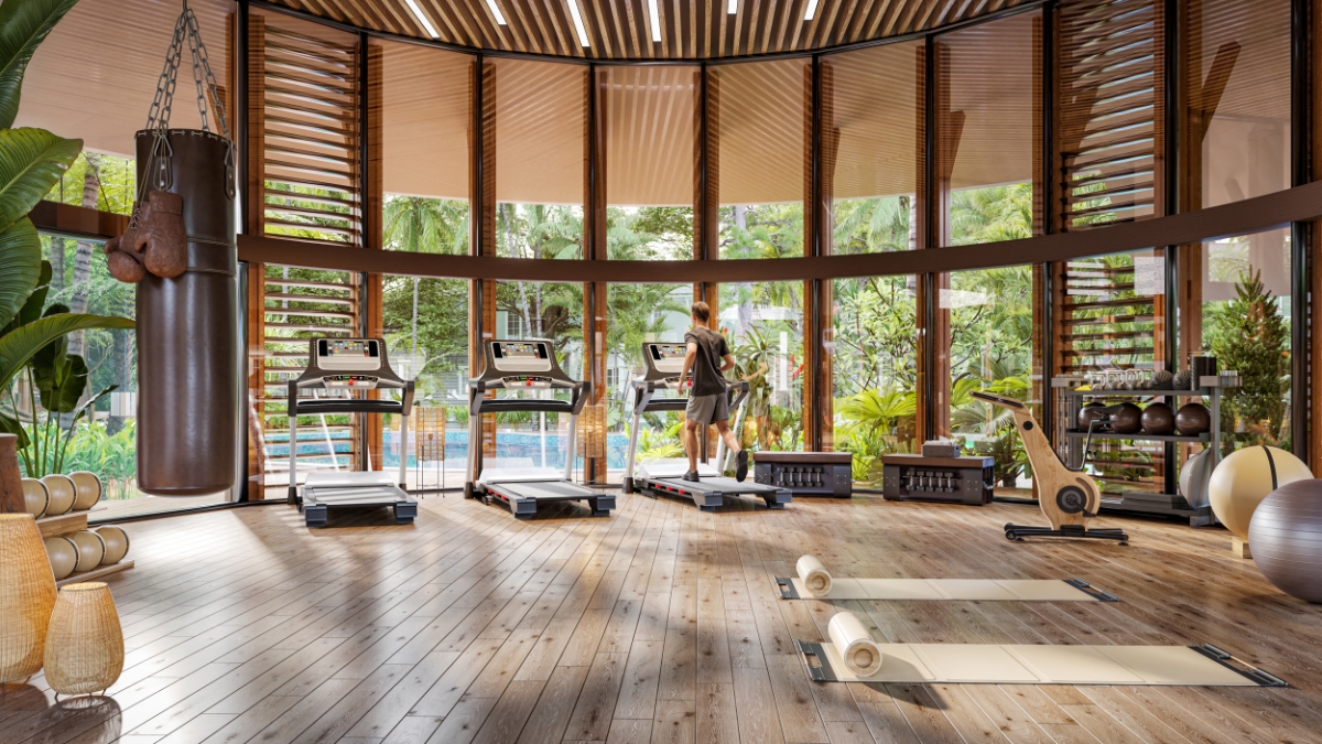 Phòng tập gym trong clubhouse.