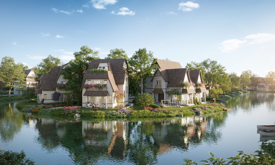 Mỗi căn biệt thự tại Đảo Châu Âu, Eco Central Park đều được mặt nước bao quanh