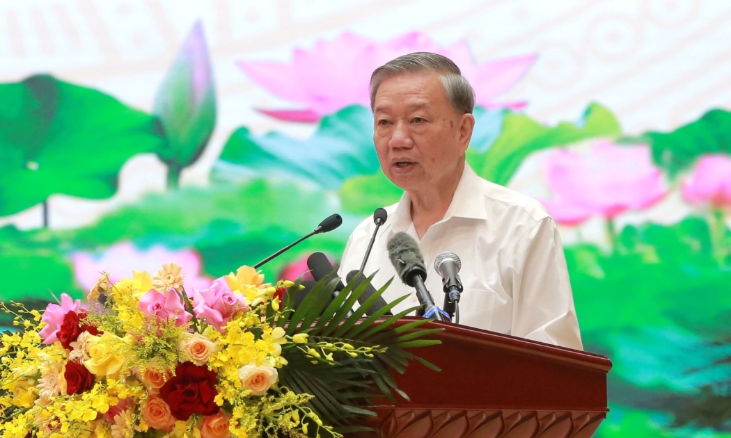 Tổng Bí thư Tô Lâm phát biểu tại buổi gặp mặt.