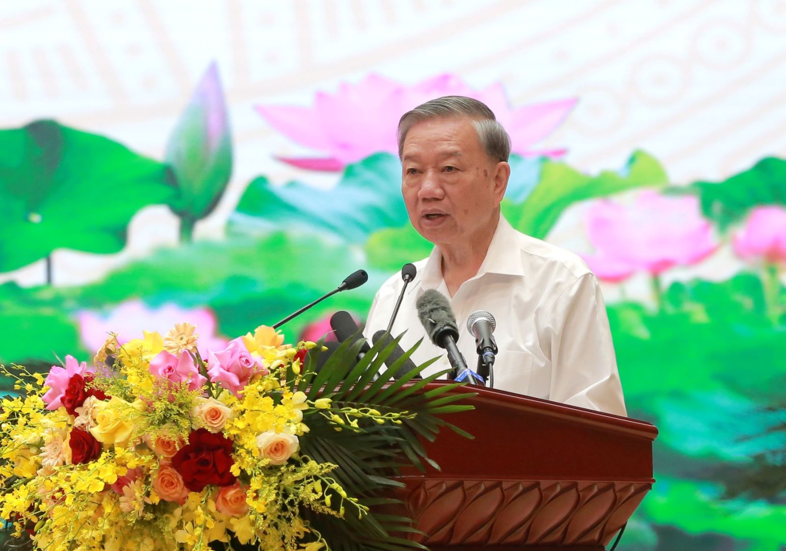 Tổng Bí thư Tô Lâm phát biểu tại buổi gặp mặt.