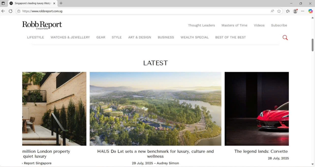 Robb Report đưa th&ocirc;ng tin về Haus Da Lat l&agrave; nơi định nghĩa lại lối sống sang trọng.